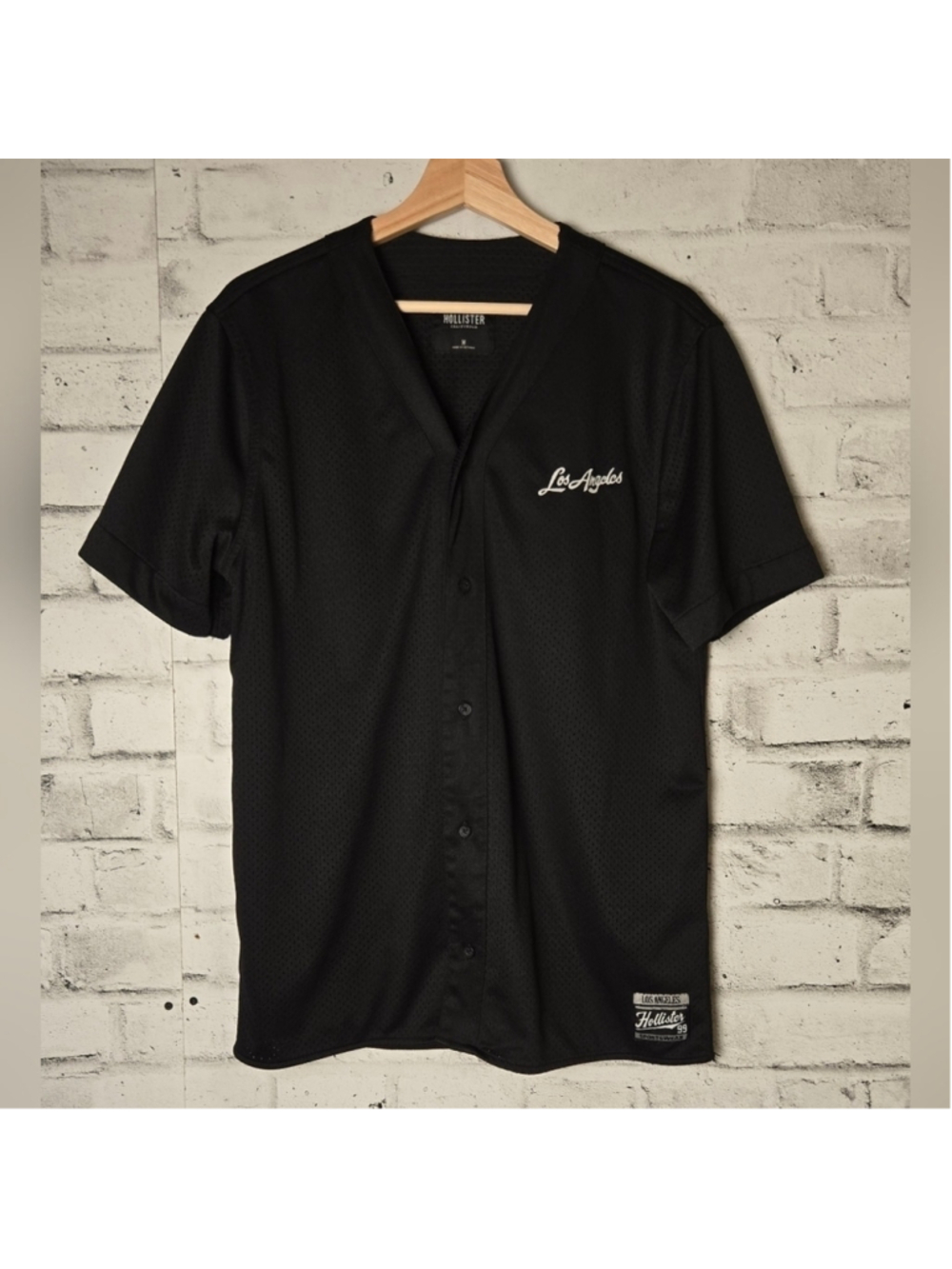 Hollister Los Angeles Black Mesh Jersey Shirt | Men’s M | Athletic Streetwear